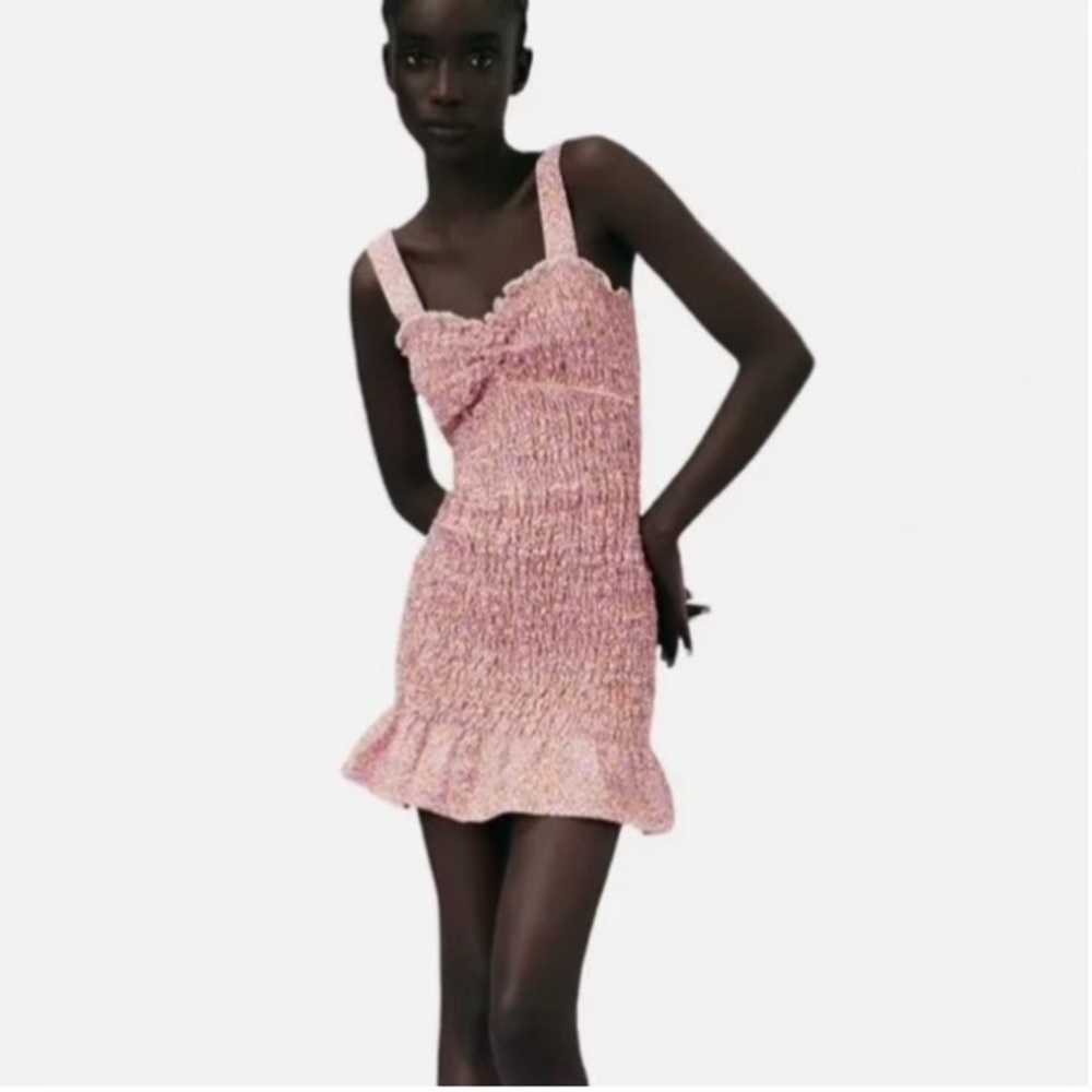 Zara pink/orange flower mini dress